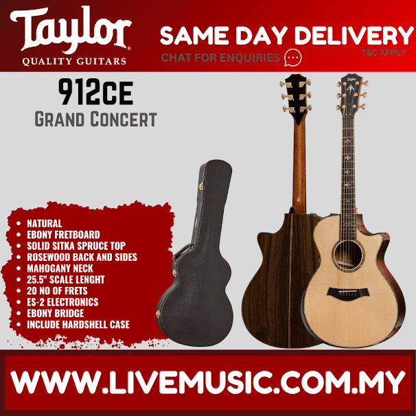 Taylor 912ce V-Class Grand Concert Acoustic Guitar w/Case