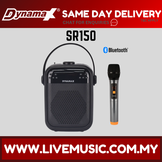 Portable speaker with UHF wireless mic; black speaker and handheld microphone