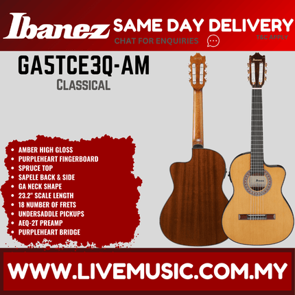 Ibanez GA5TCE3Q-AM Classical Electric Guitar  Amber High Gloss ( GA5TCE3Q AM / GA5TCE3QAM )