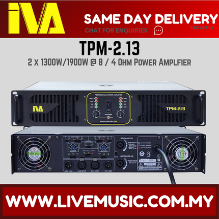 IVA TPM-2.13 2 x 1300W 8 Ohm Power Amplifier (TPM2.13 / TPM 2.13)