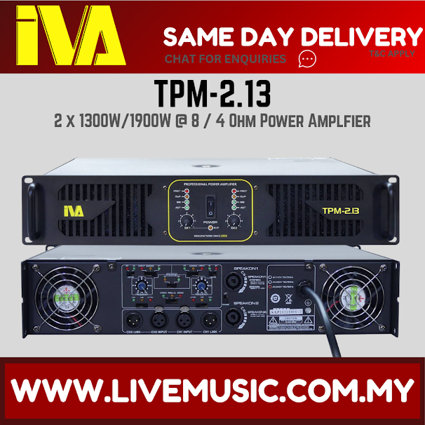 IVA TPM-2.13 2 x 1300W 8 Ohm Power Amplifier (TPM2.13 / TPM 2.13)