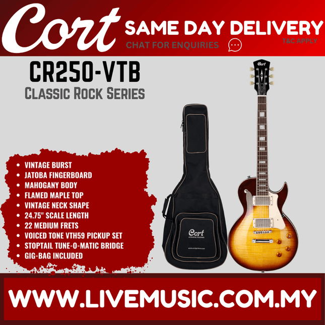 Cort CR250 Electric Guitar Jatoba Fretboard with Gig Bag - Aged Vintage Burst (CR-250/CR 250)