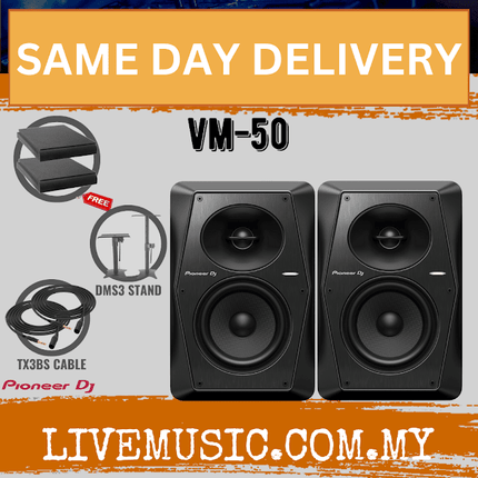 Pioneer DJ VM-50 2-Way Active Studio Monitor with Monitor Stand And Isolation Pads, Pair - Black ( VM50 / VM 50 )