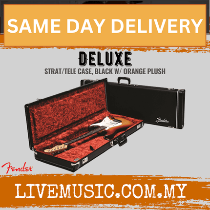 Fender Deluxe Strat/Tele Guitar Case, Black w/ Orange Plush Interior