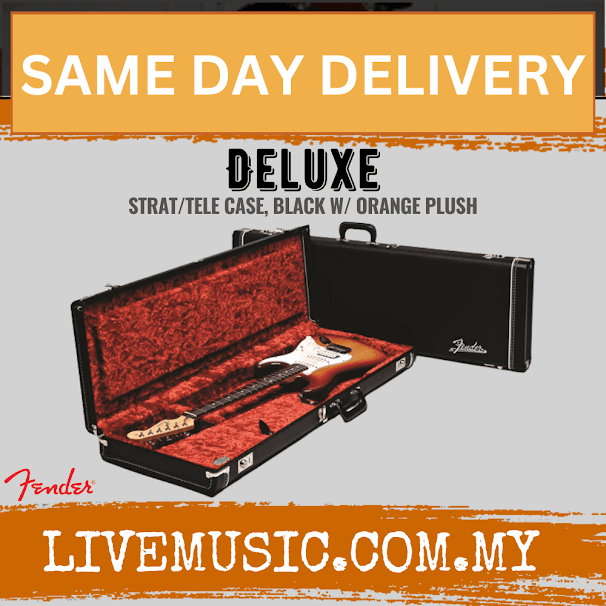 Fender Deluxe Strat/Tele Guitar Case, Black w/ Orange Plush Interior