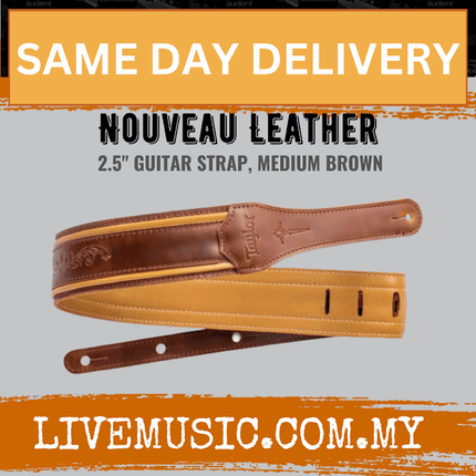Taylor Nouveau Leather Guitar Strap, Med Brown