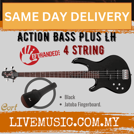 Cort Action Bass Plus Left-Handed 4-string Bass Guitar with Bag - Black
