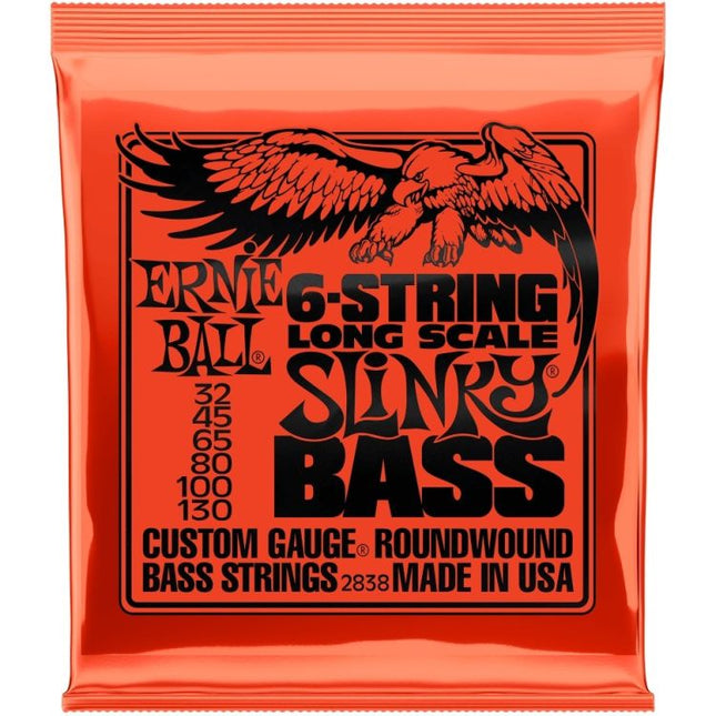 Ernie Ball 2838 Bass Guitar Strings Slinky 6-String Roundwound (32-130/EB2838)