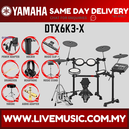 Yamaha DTX6K3-X 5-Piece Electronic Drum Set with Amplifier and Throne ( DTX6K3 X / DTX 6K3 X / DTX6K3X )