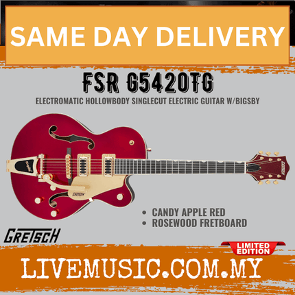 Gretsch FSR G5420TG Electromatic Single Cut Hollowbody w/Bigsby Guitar, Candy Apple Red