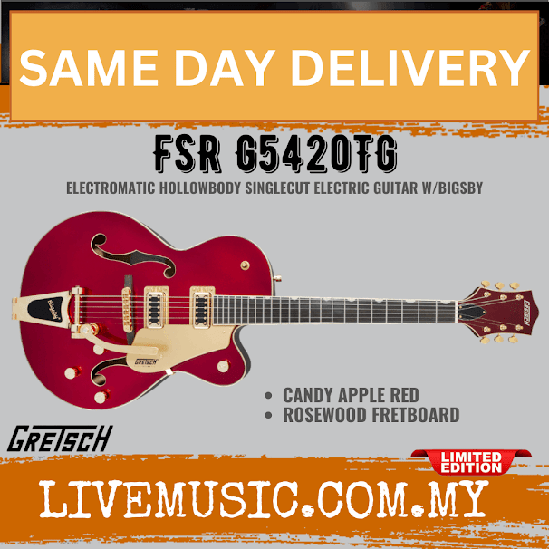 Gretsch FSR G5420TG Electromatic Single Cut Hollowbody w/Bigsby Guitar, Candy Apple Red