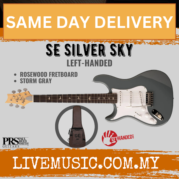 PRS SE Silver Sky Left-Handed Electric Guitar w/Bag, RW FB