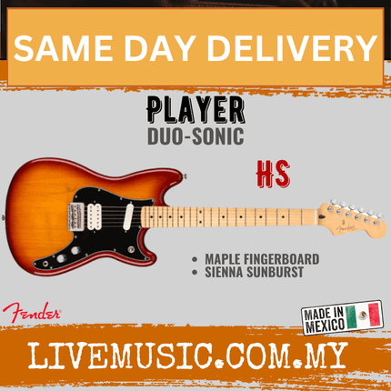 Fender Player Duo-Sonic HS Electric Guitar, Maple Fretboard - Sienna Sunburst