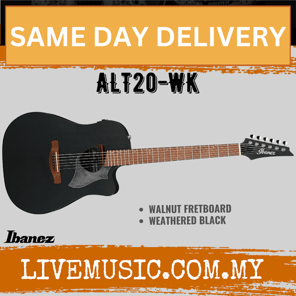 Ibanez ALT20 ALTSTAR Series Acoustic Electric Guitar, Open Pore Natural / Weathered Black (ALT20-WK/ALT20-OPN)
