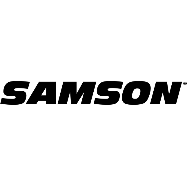 Samson speaker dust cover branding: large Samson logo on white background