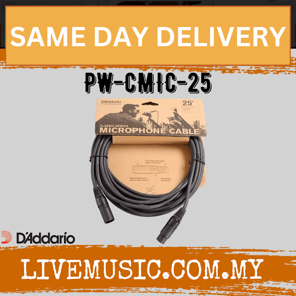 D'Addario Planet Waves PW-CMIC-25 Classic Series XLR Microphone Cable, 25 feet (PWCMIC25/PW-CMIC-25/DAddario)