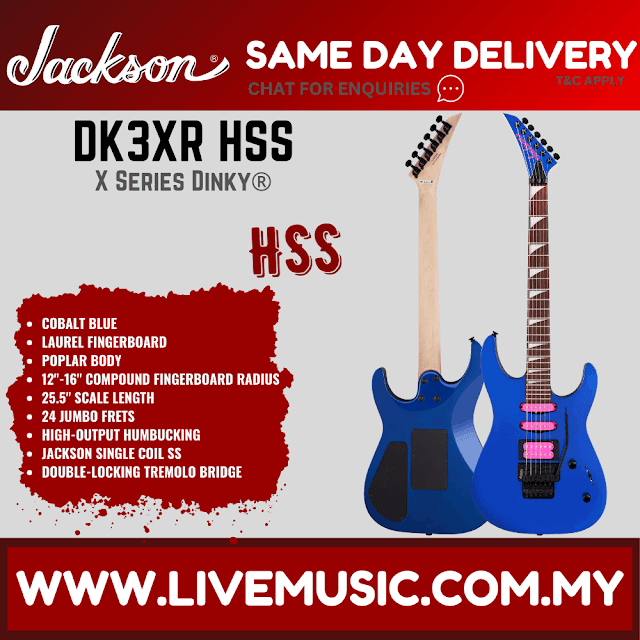Jackson X Series Dinky DK3XR HSS Electric Guitar, Laurel FB, Cobalt Blue