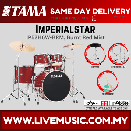 Tama Imperial Star Drum Set with Drum Throne, Imperialstar Without Cymbal Set ( NO CYMBAL ) ( IP52H6W )