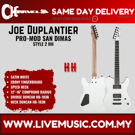 Charvel Pro Mod Joe Duplantier Signature San Dimas Style 2 HH Electric Guitar, Satin White