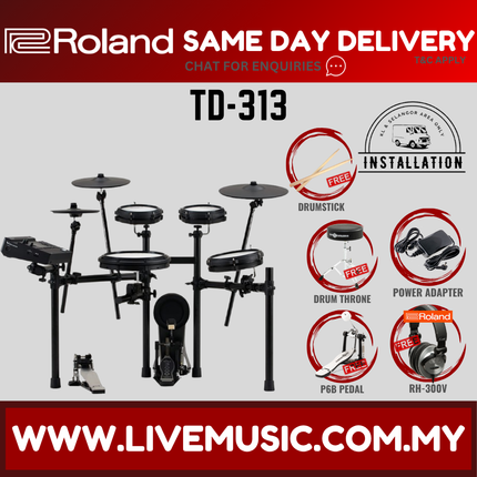 Roland TD-313 Electronic Digital Drum Set w/Accessories ( TD 313 TD313 ) Replace TD-17KV2 TD17KV2
