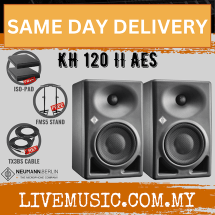 Neumann KH 120 II AES67 DSP Powered StudioSpeaker w/Monitor Stand And Isolation Pad (Grey) - Pair (KH 120 II AES67)