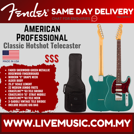 Fender American Professional Classic Hotshot Telecaster Guitar, RW FB, Faded Sherwood Green Metallic