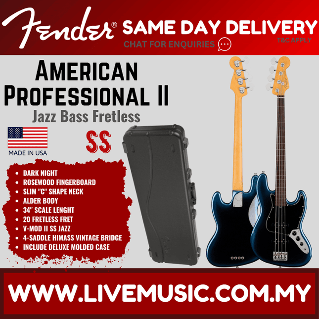 Dark blue electric jazz bass guitar with molded case