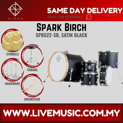 Dixon Spark Birch SPB522 5-Piece Drum Kit w/Hardware+3 Cymbals