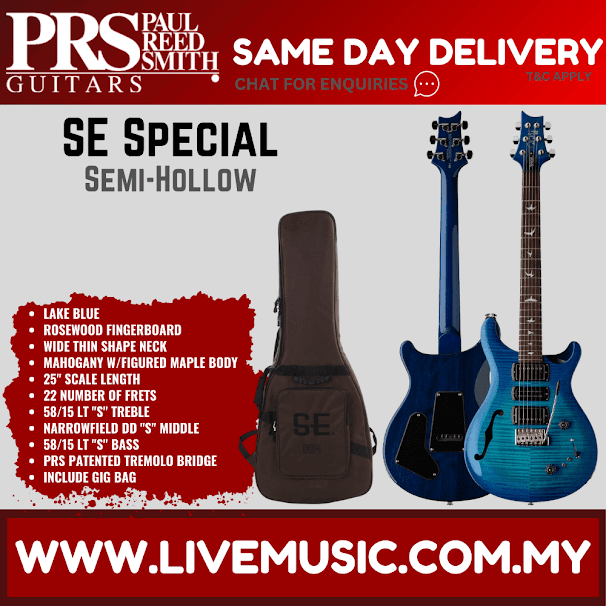 PRS SE Special Semi-Hollow Electric Guitar, Lake Blue