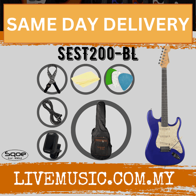 SQOE SEST200 Stratocaster SSS 6-String Electric Guitar Rosewood Fretboard - ( SEST 200 / SEST-200 )
