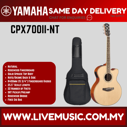 Yamaha CPX700II Medium Jumbo Solid Spruce Top Acoustic-Electric Guitar - Natural/Black/Dusk Sun Red/Sand Burst/Tinted ( CPX700 )