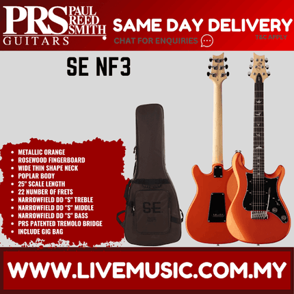 PRS SE NF3 Electric Guitar w/GigBag, Rosewood FB, Metallic Orange ( NF 3 / NF-3 )