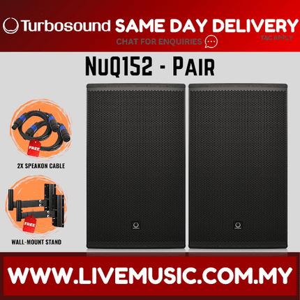 Turbosound NuQ152 500 Watt 2-Way 15" Full Range Loudspeaker w/Speaker Stand And Cable - Each/Pair (NuQ 152 NuQ-152)