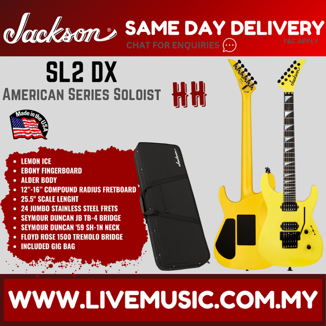 Jackson SL2 DX American Series Soloist SL2 DX Electric Guitar, Ebony FB, Lemon Ice ( SL2DX / SL2-DX )