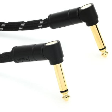 Fender Deluxe Series Angled Instrument Cable, 1ft, Black Tweed