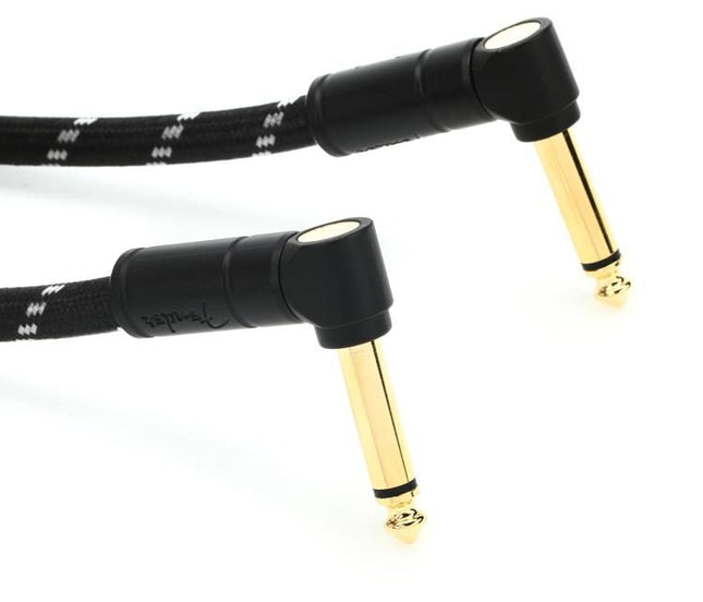 Fender Deluxe Series Angled Instrument Cable, 1ft, Black Tweed