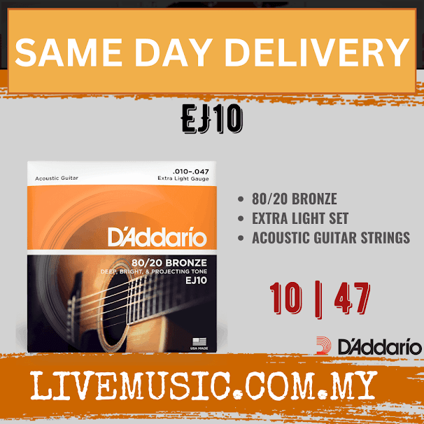 D'Addario EJ10 - 80/20 Bronze Acoustic Strings, Extra Light (10-47)(DAddario)