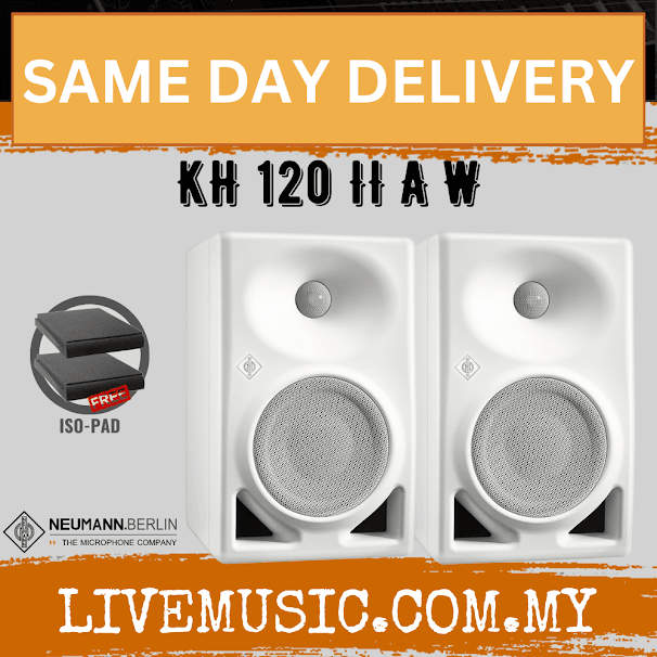 Neumann KH 120 II DSP 4" Powered Studio Speaker w/Monitor Stand And Isolation Pad (White) - Pair ( KH120II DSP )