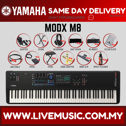 Yamaha MODX M8 88 GHS-weighted Key Synthesizer with Yamaha ORIGINAL Padded Bag ( MODXM8 / MODX-M8 ) Replace MODX 8+ MODX8+