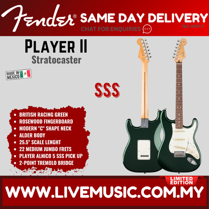 Fender Limited Edition Player II Stratocaster Electric Guitar, RW FB, British Racing Green