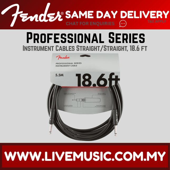 Fender Professional Series Instrument Cable, 18.6ft - Black