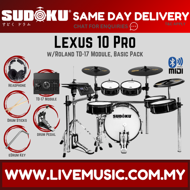 Sudoku Lexus 10 Pro Electronic Drum Set w/Module And EAD Cymbal w/Bluetooth - Basic Pack ( LEXUS 10PRO LEXUS10PRO )