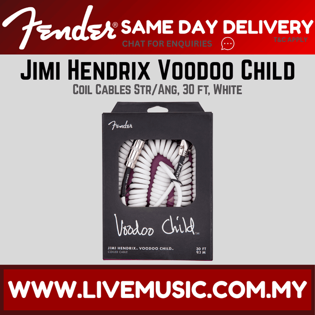 Fender Jimi Hendrix Voodoo Child Guitar Cable, 30ft - White