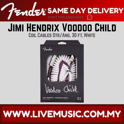 Fender Jimi Hendrix Voodoo Child Guitar Cable, 30ft - White