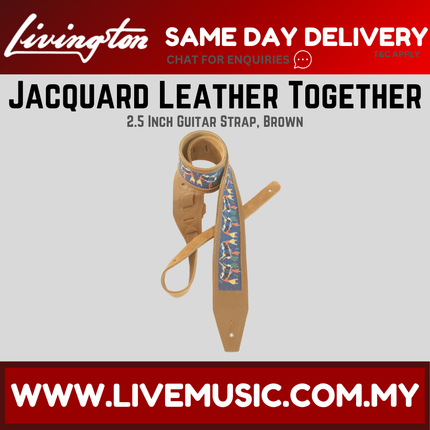 Livingston JLTBR-25 2.5 Inch Jacquard Leather Together Guitar Strap,Brown ( JLTBR25 JLTBR 25 )