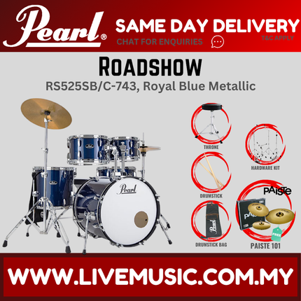 Pearl Roadshow RS525SB/C Drum Set with Paiste 101 Brass Cymbal set, Drum Throne