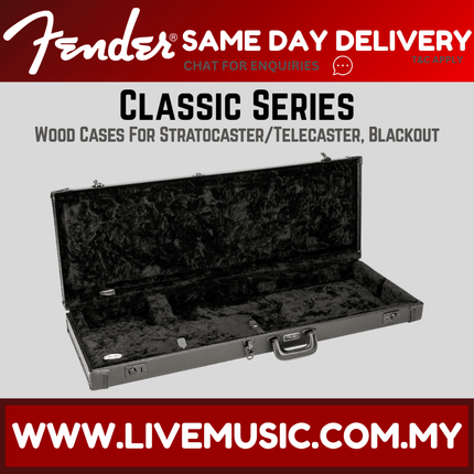 Fender Classic Series Stratocaster/Telecaster Guitar Wood Case, Blackout