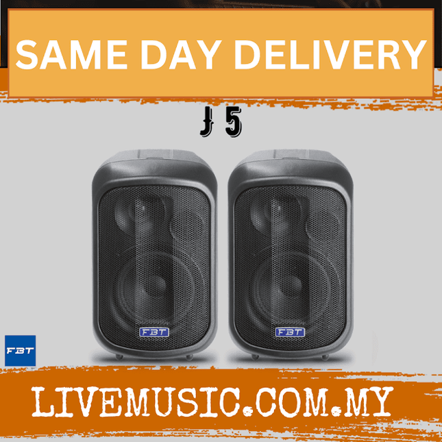 FBT J5 5-inch passive speaker pair, black, front view facing camera