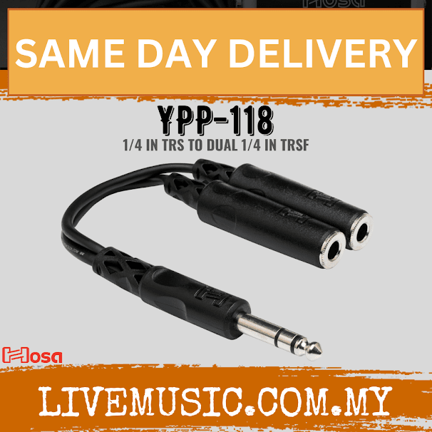 Hosa YPP-118 Y Cable 1/4inch TRS to 1/4inch TRSF (YPP118/YPP 118)