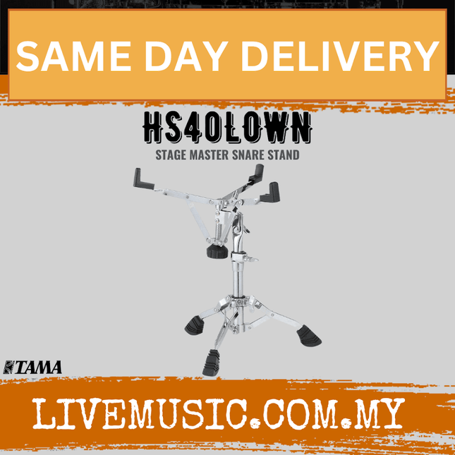 HS40LOWN Stage Master low snare stand diagram with tripod base and foot pedals